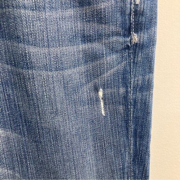 7 FOR ALL MANKIND Sz 26 Rocker Distressed Mid-Wash Wiskering  Low Rise Jeans - Picture 6 of 16